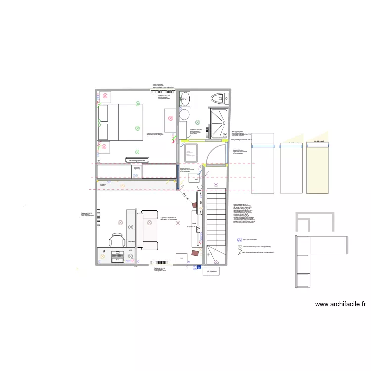 Salon avec separation + Chambre + SDB3. Plan de 3 et 41 m² Salon avec separation + Chambre + SDB3. Plan de 3 et 41 m²