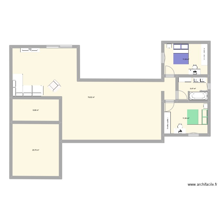 plan 2. Plan de 6 pièces et 134 m2