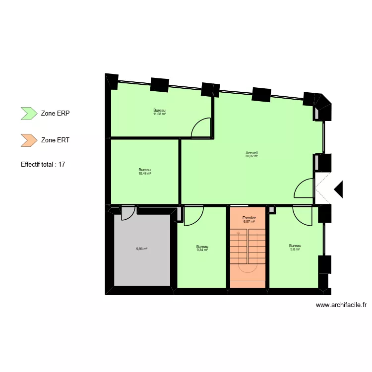 Bordeaux PeyBerland - ERP. Plan de 13  et 90 m²