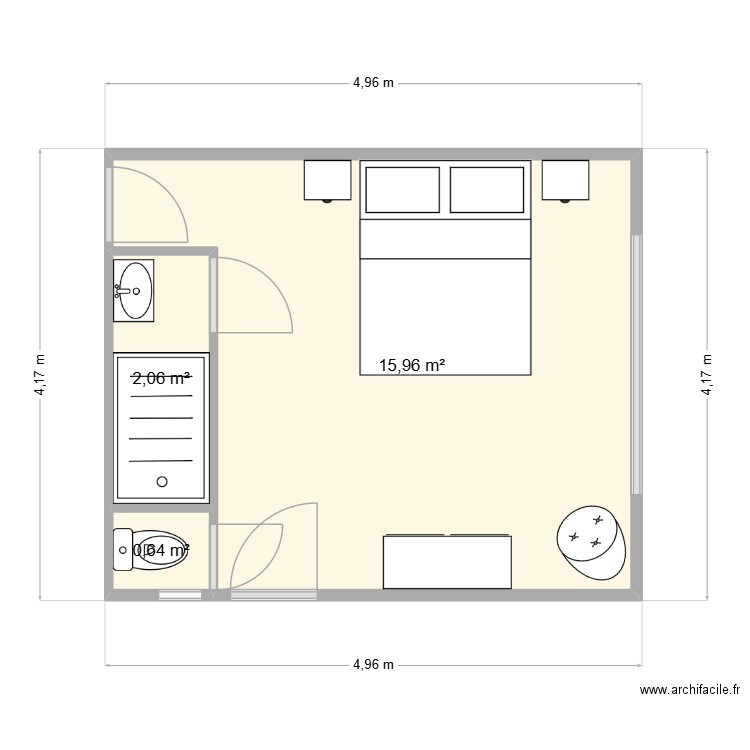 ga1. Plan de 3 pièces et 19 m2