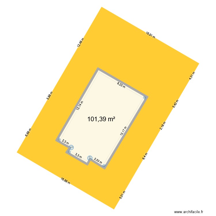 Pivoines cadastre. Plan de 1 pièce et 101 m2