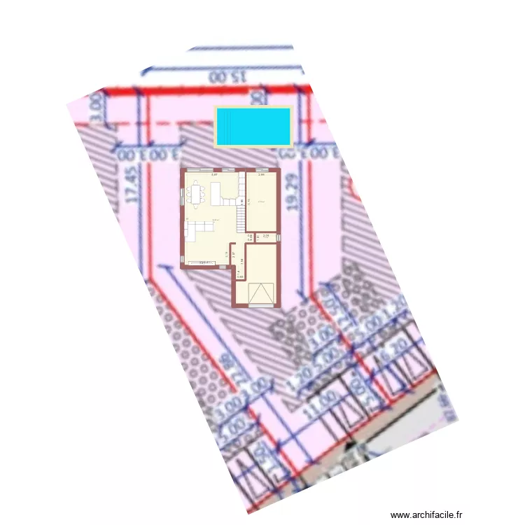 Maison alignan du vent. Plan de 