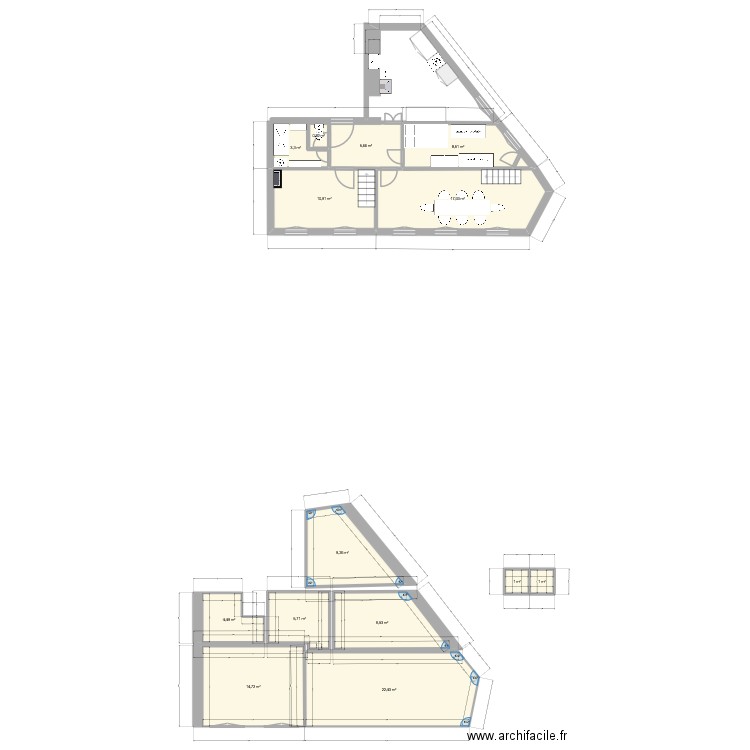 xrousse bis. Plan de 14 pièces et 115 m2