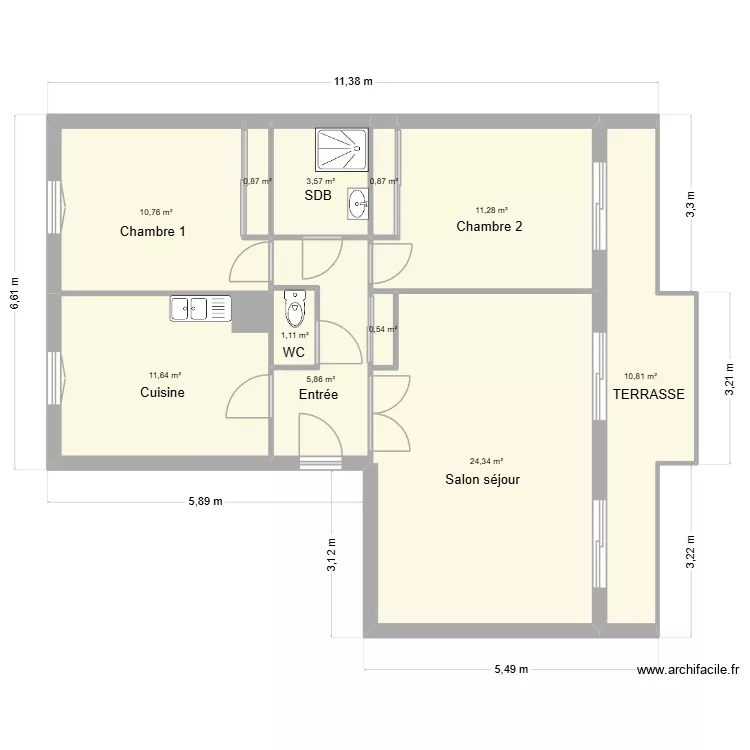 GAYTE. Plan de 11  et 82 m²