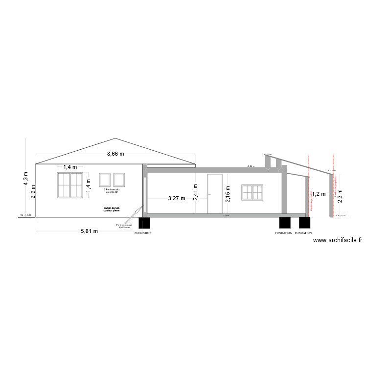 DPC 3 - Plan de coupe. Plan de 0 pièce et 0 m2