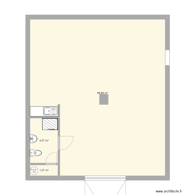Plan bureau Turckheim. Plan de 3 pièces et 72 m2