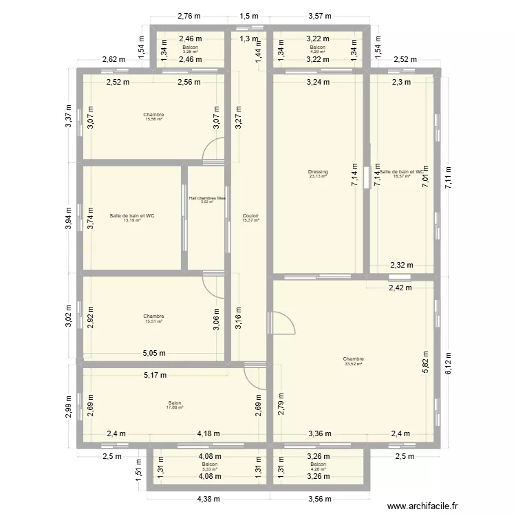 Plan R&eacute;sidence PARMENTIER ETAGE. Plan de 13  et 173 m²