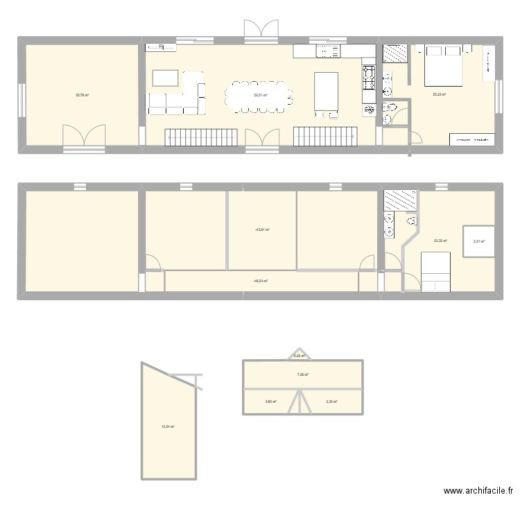 Maison. Plan de 12 pièces et 178 m2