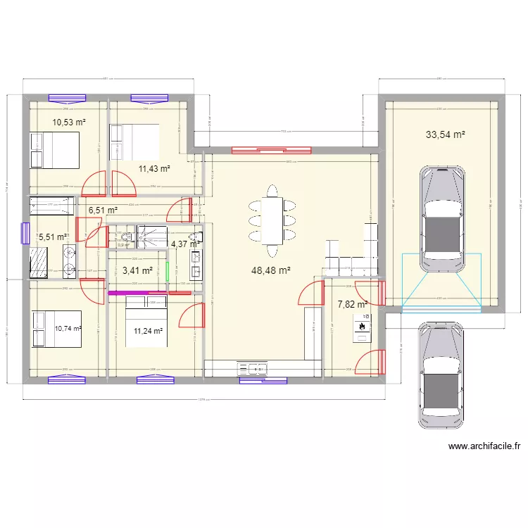 120m2 ss garage U. Plan de 120m2 ss garage U. Plan de
