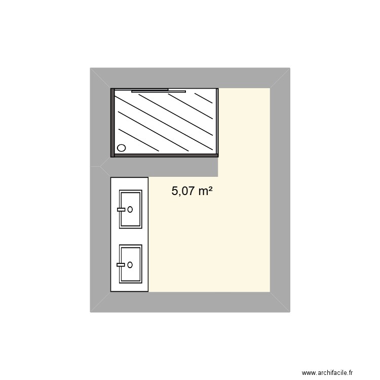sdb parents. Plan de 1 pièce et 5 m2
