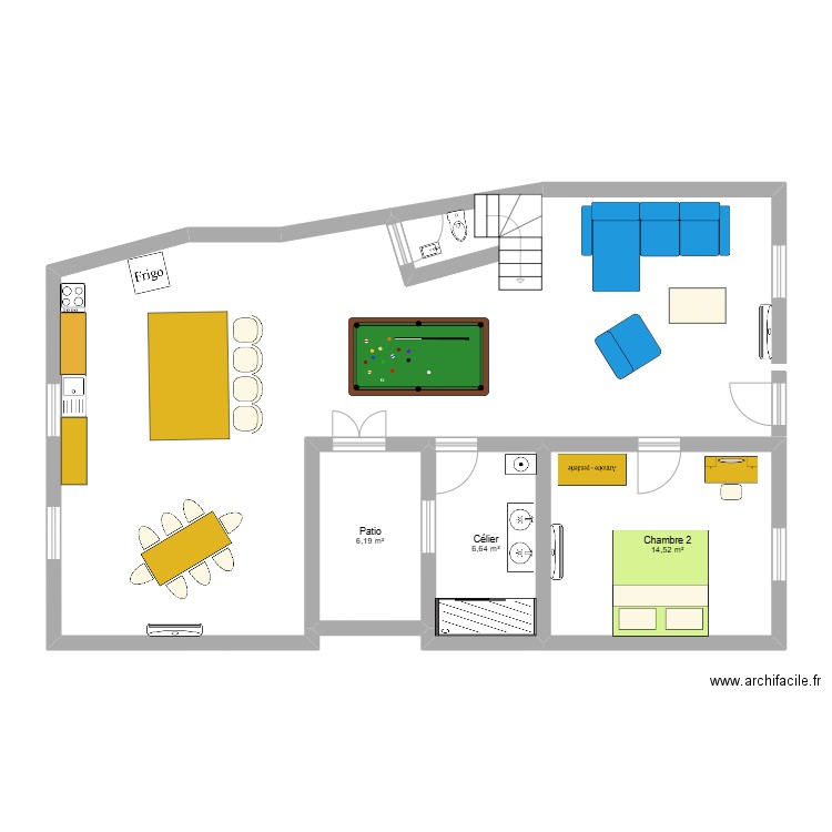 Beni V3. Plan de 3 pièces et 27 m2