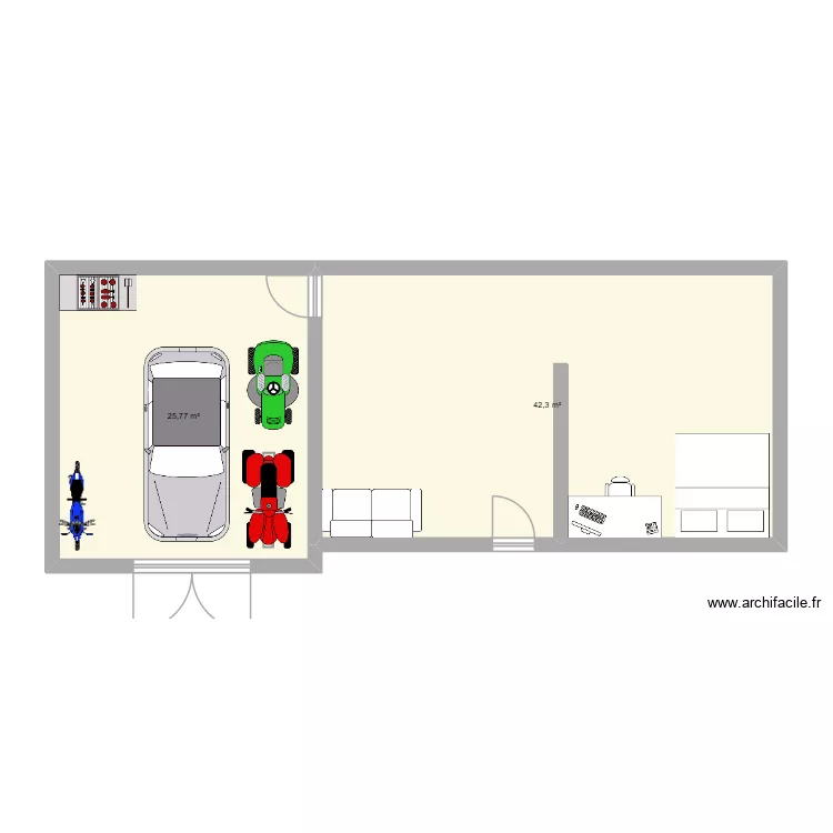 LA MAISON A KEVIN. Plan de 2  et 68 m²
