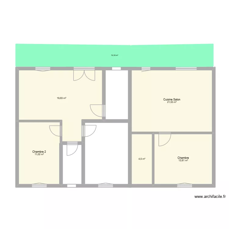 maison nkoltang. Plan de 5 Pièces et 69 m²