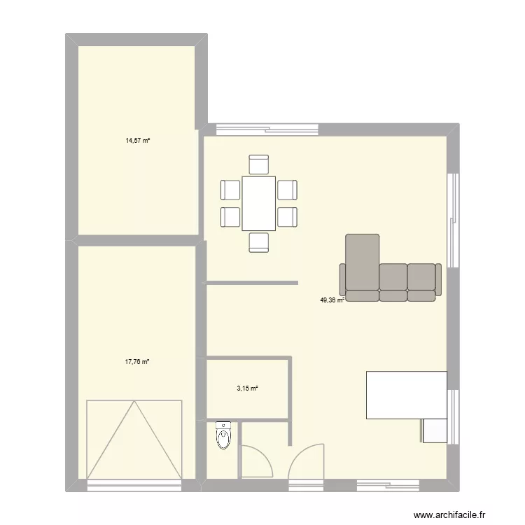 Pornichet MLN RDC. Plan de 4 Pièces et 85 m² Pornichet MLN RDC. Plan de 4 Pièces et 85 m²