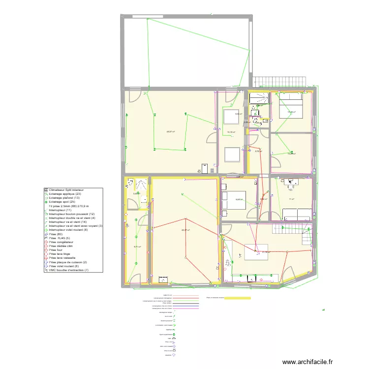 Villement. Plan de 25 pièces et 289 m²