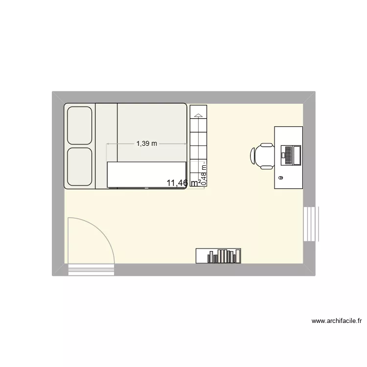 chambre de may. Plan de 1 Pièce et 11 m²