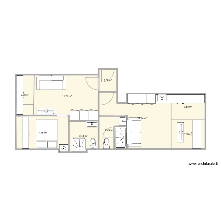 joffre projet 3 a verifier. Plan de 9 pièces et 48 m2