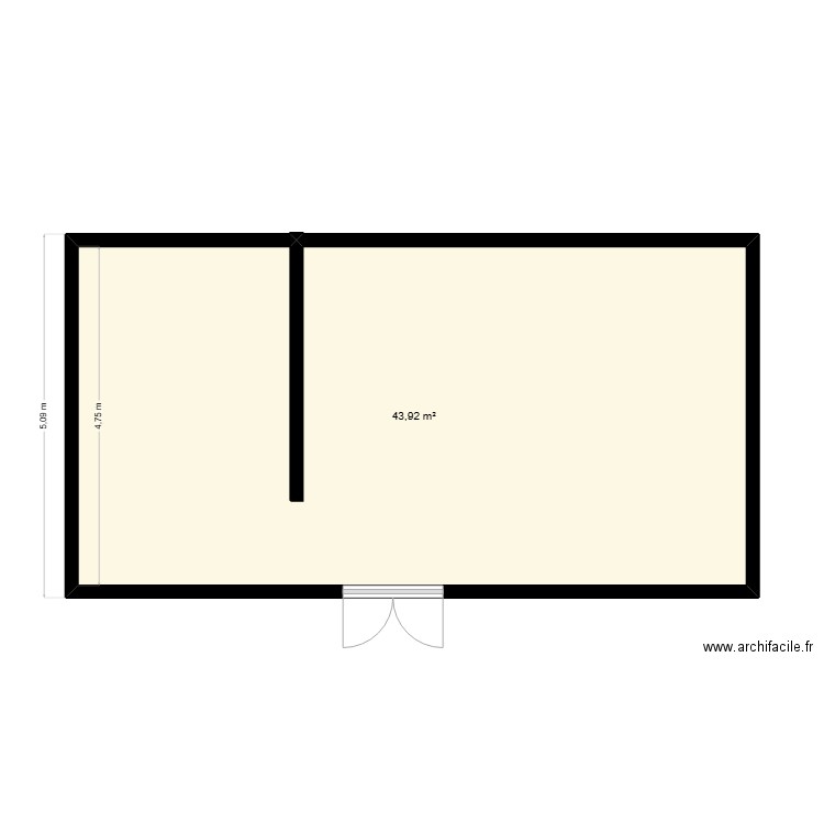 casa. Plan de 1 pièce et 44 m2