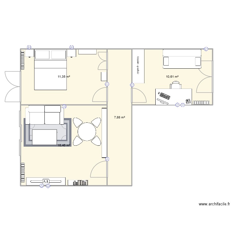 Appart Bondy. Plan de 4 pièces et 46 m2