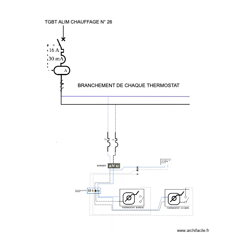 Plan c&acirc;blage thermostat sol  BUREAU CH  AMIS . Plan de 