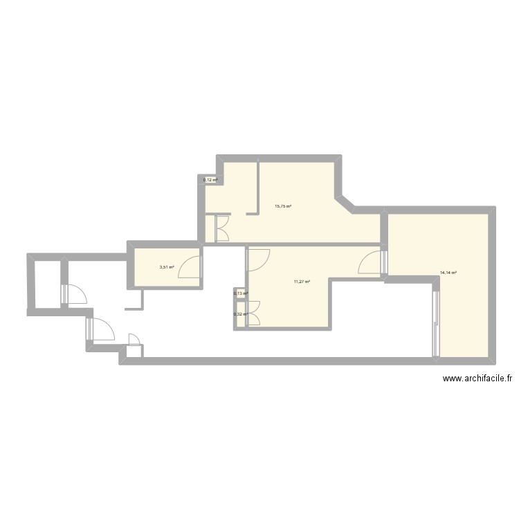 amwej final. Plan de 7 pièces et 45 m2