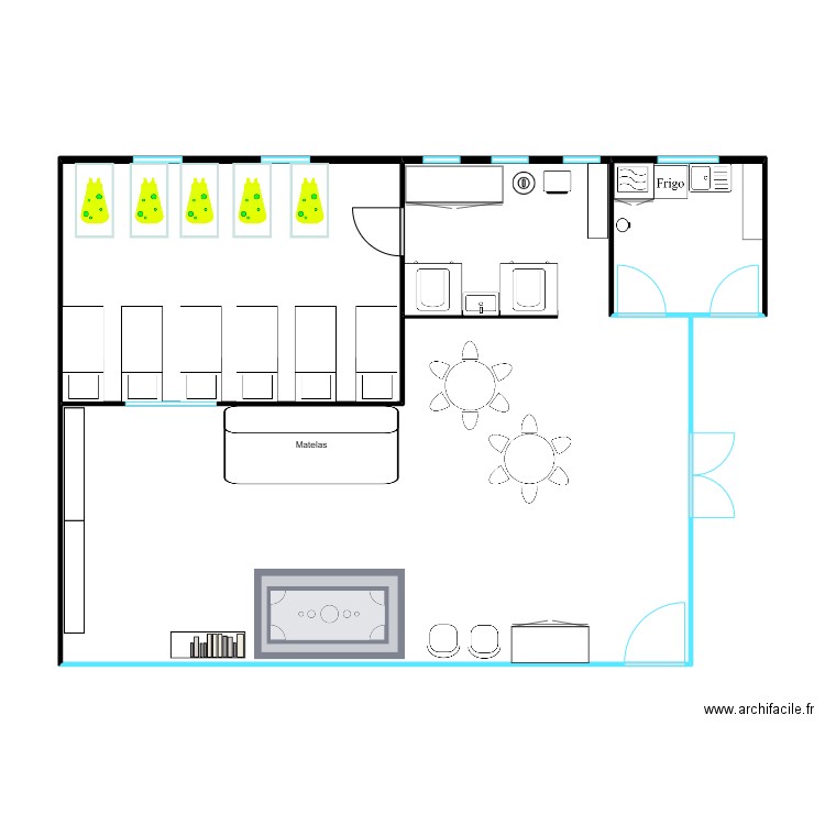 Sections moyens. Plan de 3 pièces et 89 m2