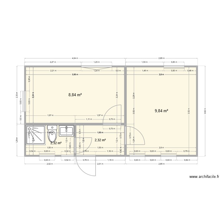 mobilhome enfant version 1. Plan de 4 pièces et 23 m2