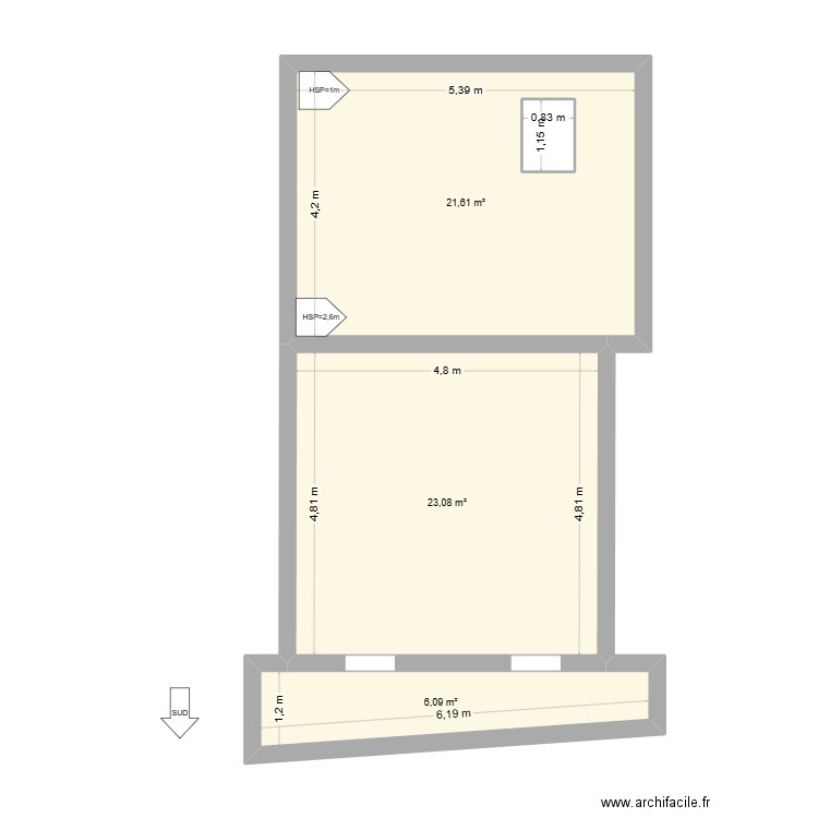 Monstesquiou 2. Plan de 4 pièces et 53 m2