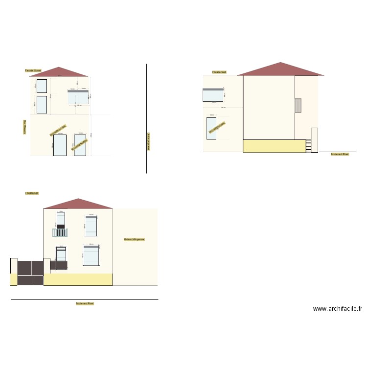 Facade avec mesure Nouvelles Fenetres. Plan de 0 pièce et 0 m2