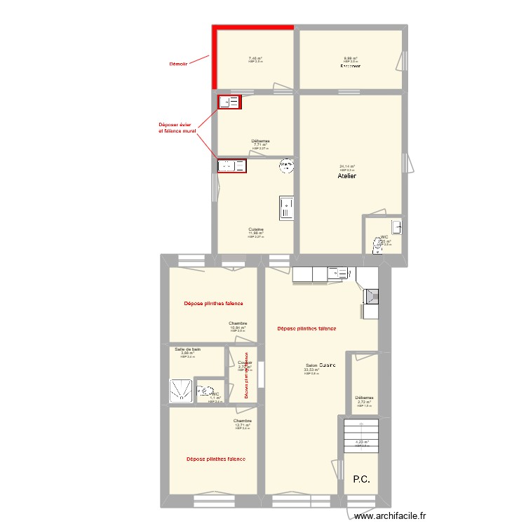Plan Appart n&deg; 1 _RDC. Plan de 0 pièce et 0 m2