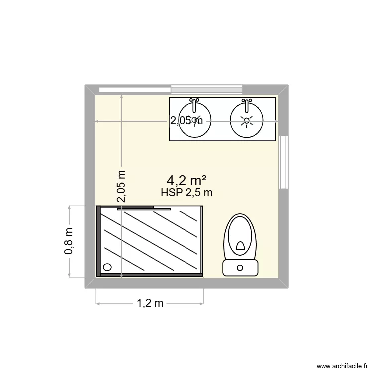 SDB CHAMBRE. Plan de 1 Pièce et 4 m² SDB CHAMBRE. Plan de 1 Pièce et 4 m²