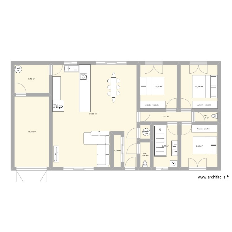 Maison. Plan de 12 pièces et 117 m2