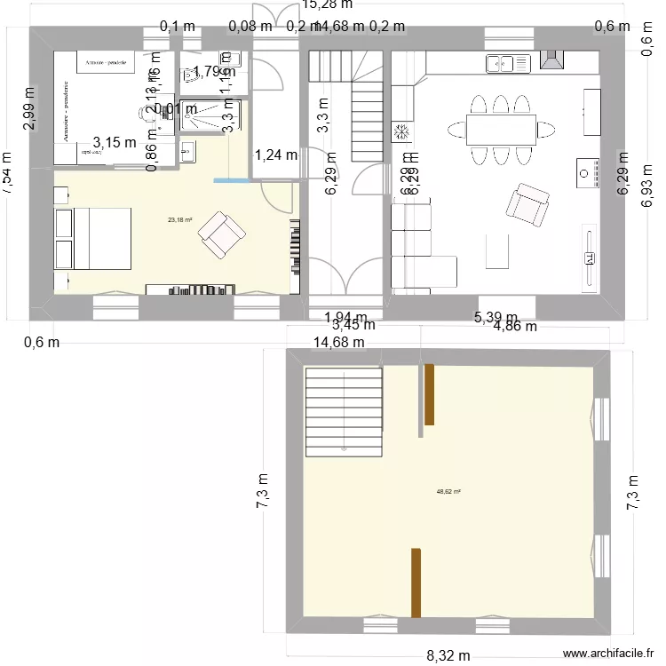 Trimbareilles. Plan de 2 et 72 m² Trimbareilles. Plan de 2 et 72 m²