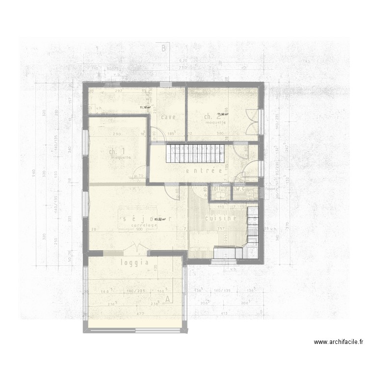 maison. Plan de 3 pièces et 106 m2