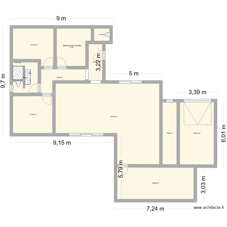 PLAN 1. Plan de 11 pièces et 139 m2