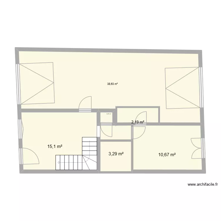 Nouveau RDC. Plan de 13  et 141 m²