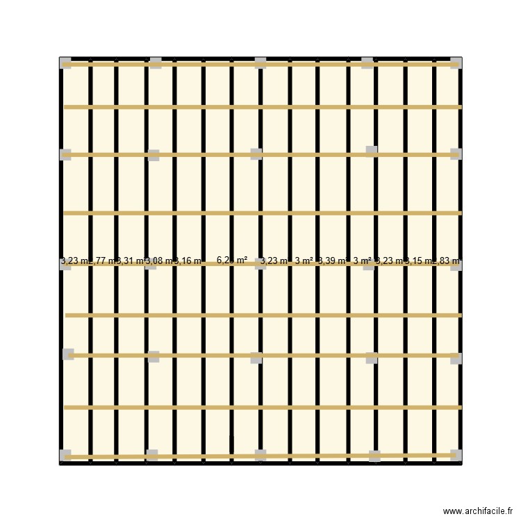 terrasse &. Plan de 13 pièces et 44 m2