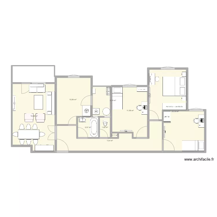 Appart F4  AADL2 . Plan de 