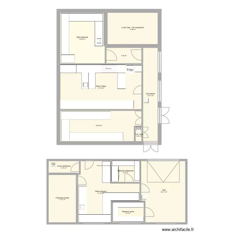 Plan V2. Plan de 13  et 175 m²