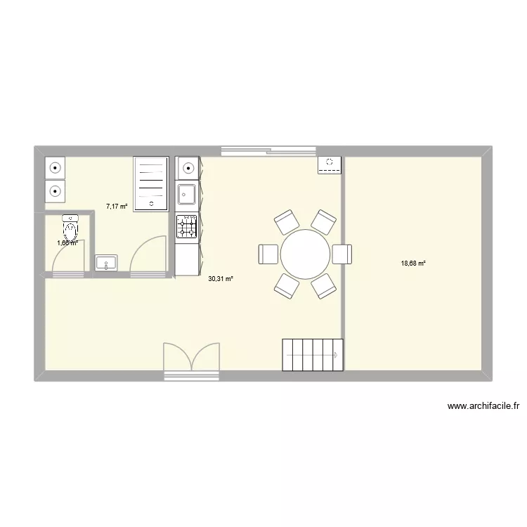 test. Plan de 4 Pièces et 58 m²