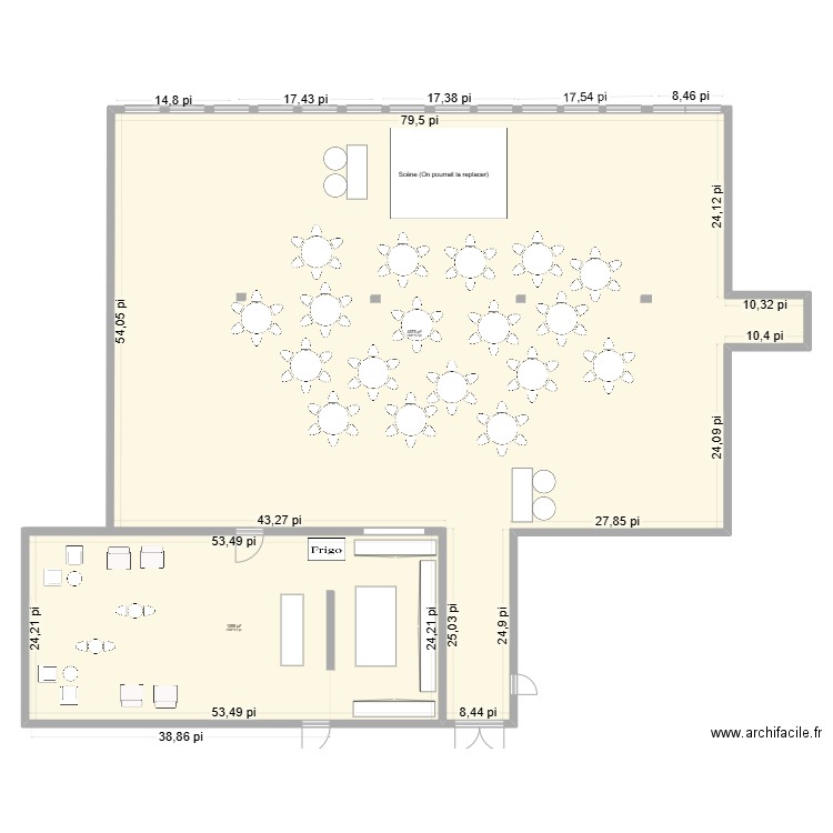 Salle Camp de formation Samedi. Plan de 2 pièces et 545 m2
