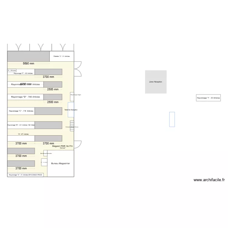 magasin 2026. Plan de 1 et 153 m² magasin 2026. Plan de 1 et 153 m²