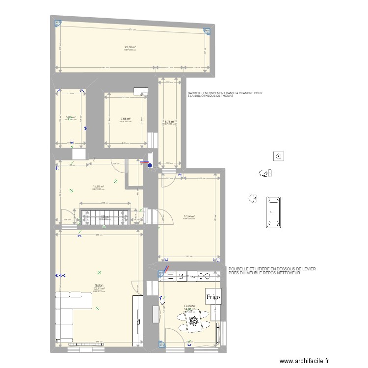 maison vanessa modifications. Plan de 9 pièces et 127 m2