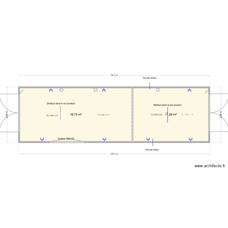 Boite a délice. Plan de 2 pièces et 28 m2