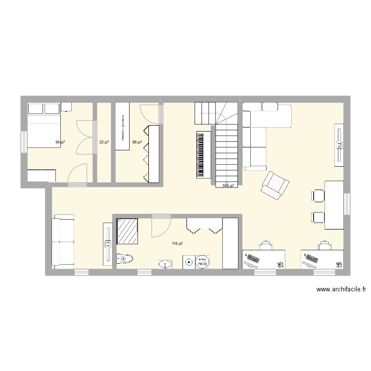 Plan maison. Plan de 5 pièces et 83 m2
