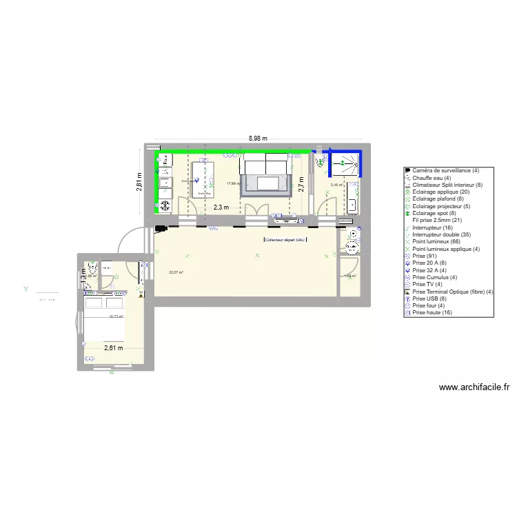 Appart Ensues Diffus&eacute; V1.5. Plan de 35  et 255 m²