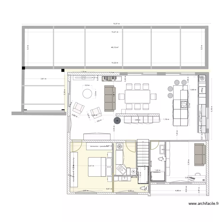 8 wc travail  Obernai  modifi&eacute; Geoffrey. Plan de 2  et 76 m²