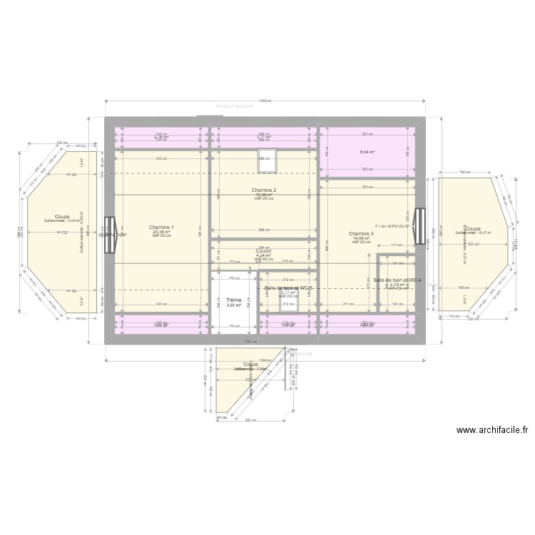 ML24003605. Plan de 25 pièces et 243 m2