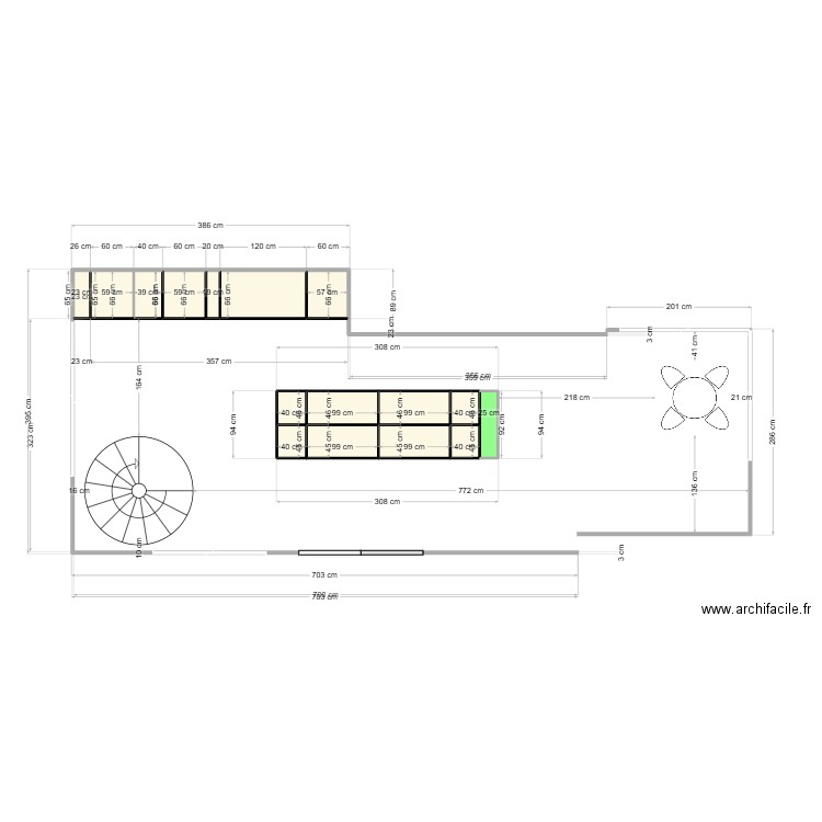 CUISINE SEULE . Plan de 16 pièces et 5 m2
