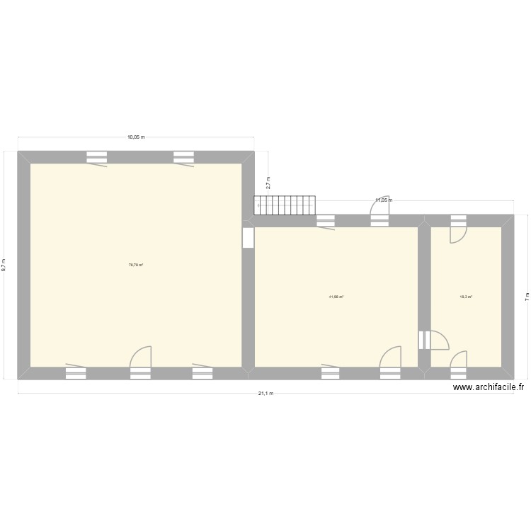 Pazanne. Plan de 3 pièces et 139 m2